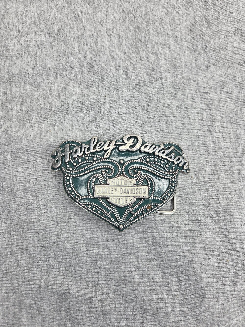 Harley-Davidson 2007 Teal Filigree Bar & Shield Womens Belt Buckle